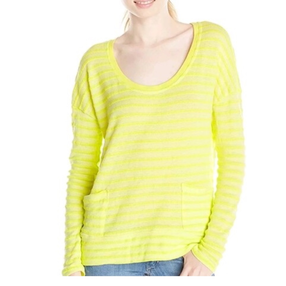 Roxy Yellow Striped Long Sleeve Top size small